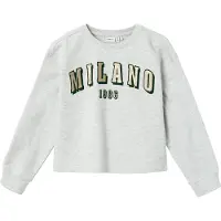 Name it Collegegenser - Beskåret - NkfLosefine - Light Grey Mela - - 6 år (116) - Collegegenser