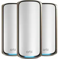 Netgear Orbi 970 Series RBE973S - Wi-Fi-system - (ruter, 2 utvidere) - inntil 8200 kvadratfot - maske 10GbE, 2.5GbE, Wi-Fi 7 Quad-Band