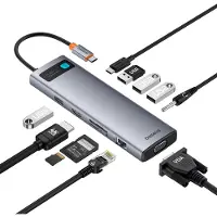 Baseus StarJoy Metal Glam Series Hub 11in1 USB-hub - USB 3.0 - 11 porter - Grå