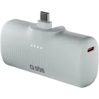 SBS EcoPower 5000 mAh 10W Powerbank med innebygd USB-C-port - grå