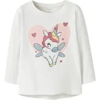 Name it Genser - NmfVix - Bright White/Unicorn Heart - - 2 år (92) - Genser