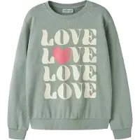 Name it Collegegenser - NkfVasacha - Green Miljø/Love - - 7-8 år (122-128) - Collegegenser