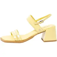 Art for woman. 1201011G9003_024 Leather Sandals 2010 Verona yellow (38), 5 to 8 cm, Buckle, Casual, Classic