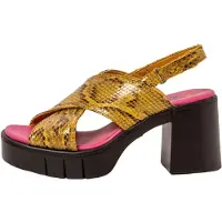 Art for woman. 1199013XT003_024 Leather sandals 1990 Eivissa yellow (41), 8 to 10 cm, Velcro, Casual