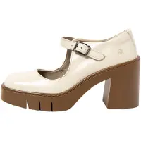 Art for woman. 1198411KH003_082 Off-white leather shoes 1984 (38), Gold, 8 to 10 cm, Buckle, Classic