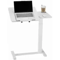 Vevor Oversengbord, Mobilt Nattbord med Flip-Sidebord og 4 Skjulte Hjul, Høyde- og Vinkeljusterbart Rullende Laptop-Sidebord med Koppholder, Bærbart Overseng-Sidebord for Hjem, Kontor, Studie, Hvit