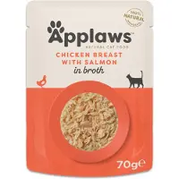 Applaws Cat Natural i buljong 12 x 70 g - Kyllingbryst med laks