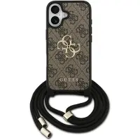 GUESS 4G Big Logo Cord Stap Crossbody-etui til iPhone 17 – brun