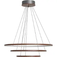 By Rydens LED-pendellampe Trione, valnøtt, Ø 80 cm, tre