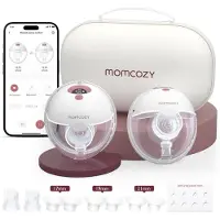 MOMCOZY M5 Smart Wearable Breast Pump – Shell breast pump | App control, wireless, double, red colour