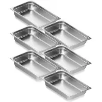Vevor 6-pakning hotellpanner, full størrelse anti-jam damppanne, 0,8 mm tykk rustfritt stål restaurant dampbordpanne, 4-tommers dyp kommersiell bordpanne, catering oppbevaringsmatpanne, for industri o