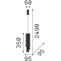 Ideal Lux LED-hengelampe Dorica i messing, Ø 9 cm, metall, 3 lyskilder