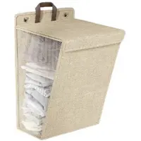 Torribaly Foldable Laundry Basket Dirty Clothes Basket Wall Mounted Dirty Laundry Storage Punch Free Clothes Organizer Beige