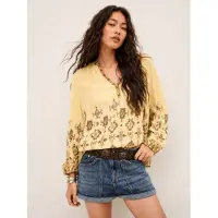 Ba&sh for woman. 1E26ZATO Zato yellow blouse (36), Casual, Viscose, Long sleeve