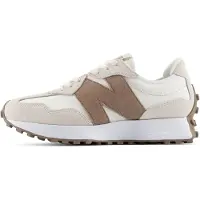 New Balance for woman. W327V1_LI 327 beige leather sneakers (36), Flat, Suede, Laces, Casual