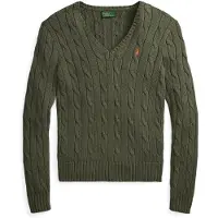 Ralph Lauren for woman. 211971870511 Cable knit green cotton sweater (M), Casual, Long sleeve