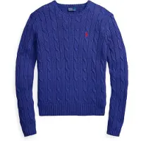 Ralph Lauren for woman. 211971869509 Blue cable knit cotton sweater (XL), Casual, Long sleeve