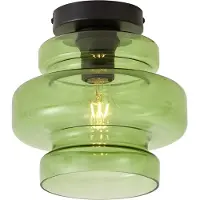 QAZQA Retro taklampe svart med grønt glass - Denise
