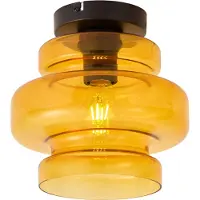 QAZQA Retro taklampe svart med oransje glass - Denise