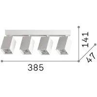 Ideal Lux downlight Dynamite Square messing 38 cm med 4 lyskilder