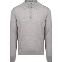 KING Essentials Den Robert langermet poloskjorte i merinoull, grå Grå Størrelse