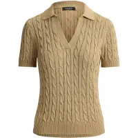 Ralph Lauren for woman. 200P14041006 Beige cable knit cotton sweater (M), Casual, Short sleeve