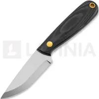 Brisa Necker 70 Scandi nakkekniv, black micarta, leather
