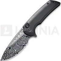 We Knife Mini Malice Heimskringla Damasteel foldekniv, svart
