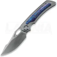 Kunwu Knives Jericho - Satin - Titanium foldekniv, Orange Peel Texture + Timascus Inlay