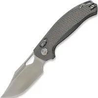 Kunwu Knives Django - Satin - Titanium foldekniv, Diamond Texture