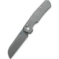 Kunwu Knives Chad - Stonewashed - Titanium foldekniv, Diamond Texture