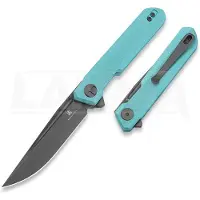 Bestechman Mini Dundee - Grey PVD - G10 foldekniv, light blue