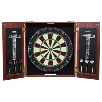 Vevor dartskive- og skapsett, klart til bruk-pakke, offisiell størrelse dartskiveskap, stålspiss dartskap med skjult plass, funksjoner: enkel montering, komplett med alt tilbehør, perfekt for cricketk