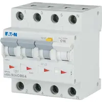 Eaton Kombiafbryder - RCBO 16A Udløserstrøm 30mA, C karakteristik, type A, 3 polet + nul, bredde 72 mm