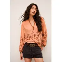 Ba&sh for woman. 1E26ZATO Zato orange blouse (36), Casual, Viscose, Long sleeve