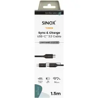 Sinox PRO 2-i-1-kabel med USB-C og Lightning. 1,5 m. Flettet. Svart