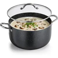 Vevor Aluminiumsgryte, 11,4 L Keramisk Belagt Gryte med Slippbelegg og Glasslokk, PFOA-fri, PFAS-fri, Kompatibel med gasskomfyrer, induksjonstopper, elektriske komfyrer, for supper, gryteretter og pas