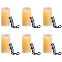 Semoic 6X LED Candles, Flickering Flameless Candles, Rechargeable Candle, Real Wax Candles with Remote Control,10cm A