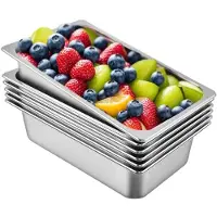 Vevor 6-pakning damppanner, 20,9 x 12,8 x 5,9 tommer dyp damppanne, full størrelse 20,5 l dyp matbeholder, ovnsbrett i rustfritt stål, hotellpanner, anti-jam damppanne til mat