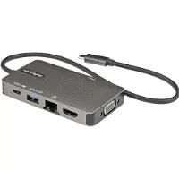 StarTech.com Startech USB-C Multiport Adapter, USB-C to 4K 30Hz HDMI or 1080p VGA, USB Type-C Mini Dock with 100W Power Delivery Passthrough, 3-Port USB 3.0 Hub 5Gbps, GbE, 12 Long Attached Cable - Works w/ Thund