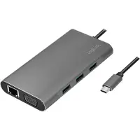 Logilink UA0383, Koblet med ledninger (ikke trådløs), USB 3.2 Gen 1 (3.1 Gen 1) Type-C, 100 W, 3,5 mm, 10,100,1000 Mbit/s, Sølv