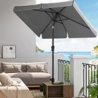 24hShop Parasoll 2 x 1,5 m / rektangulær balkongparasoll / terrasseparasoll / solbeskyttelse UPF 50+ / grå