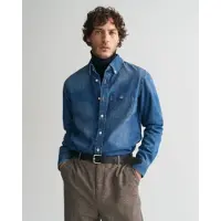 Gant for man. 3240199 Blue Regular Fit Denim Shirt (S), Casual, Cotton, Long sleeve
