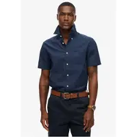 Superdry for man. M4011093A Navy Linen City Shirt (M), Casual, Cotton, Short sleeve