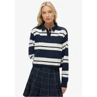 Superdry for woman. W6012175A Stripe Rugby navy polo shirt (XL), Casual, Cotton, Long sleeve