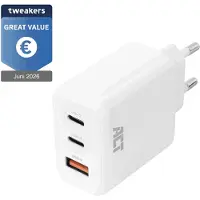 ACT USB-C/USB-A-lader 65 W 3 porter med Power Delivery PPS QuickCharge (AC2170)