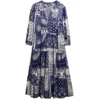 Superdry for woman. W8012029A Blue Woven Tiered Dress (XS), Casual, Viscose, Long sleeve