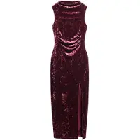 Superdry for woman. W8011695A Burgundy velvet dress (L), Party, Polyester, Sleeveless / Straps