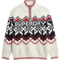 Superdry for woman. W6110660A Intarsia beige jumper (S), Casual, Cotton