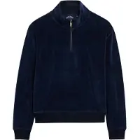 Superdry for woman. W2012370A Velour Half navy blue half-zip hoodie (L), Casual, Cotton